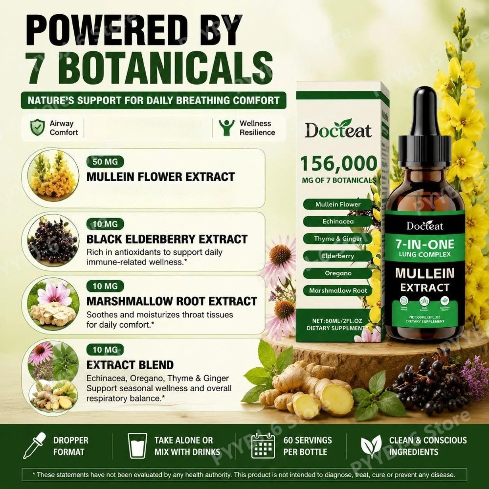 Docteat 7-in-1 Mullein Extract - огляд і ціна Herbal Wellness Drops
